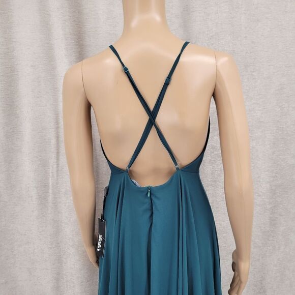 Lulus Mythical Kind of Love Teal Maxi Dress Criss-cross Straps Open Back Women's - Picture 7 of 14